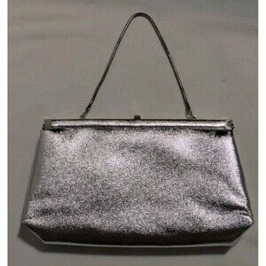 Vintage After Five Silver Lame Convertible Handbag Convertible Clutch & Coin Set